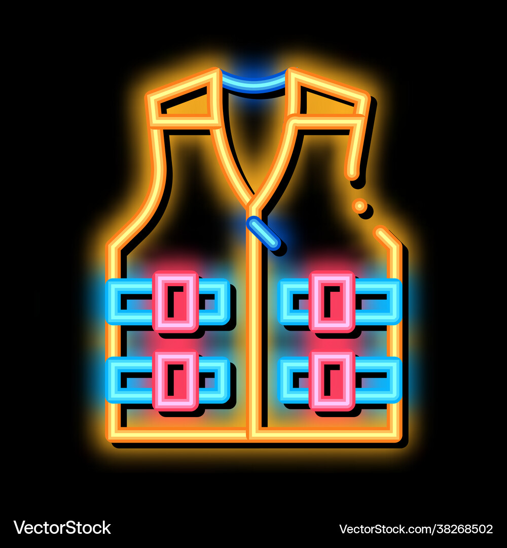 Life vest neon glow icon Royalty Free Vector Image