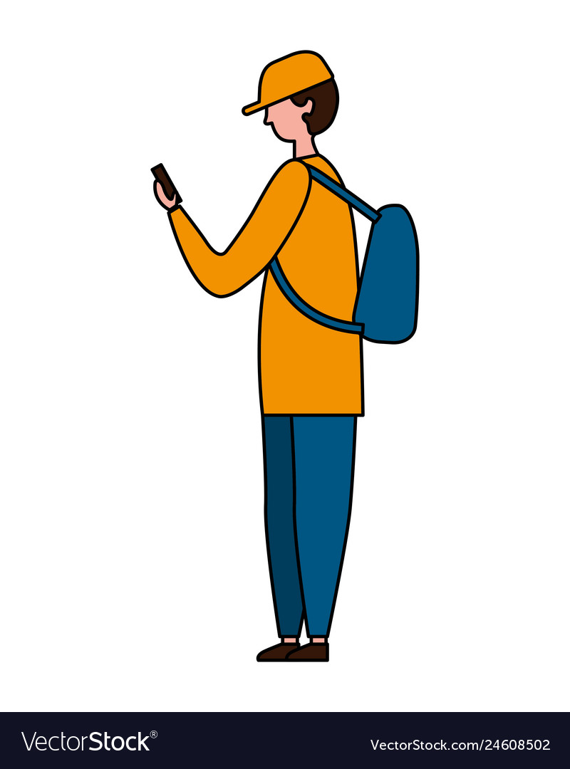 Man using mobile on white background