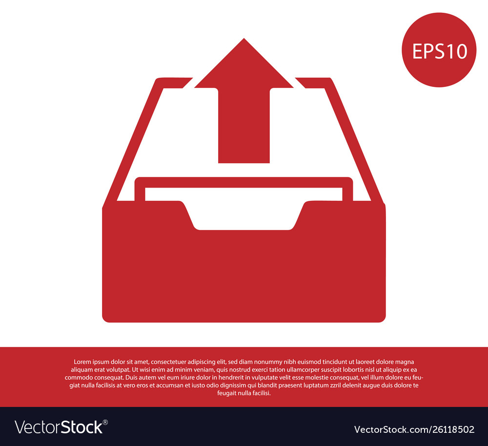 Red upload inbox icon isolated on white vector image Red upload inbox icon isolated on white