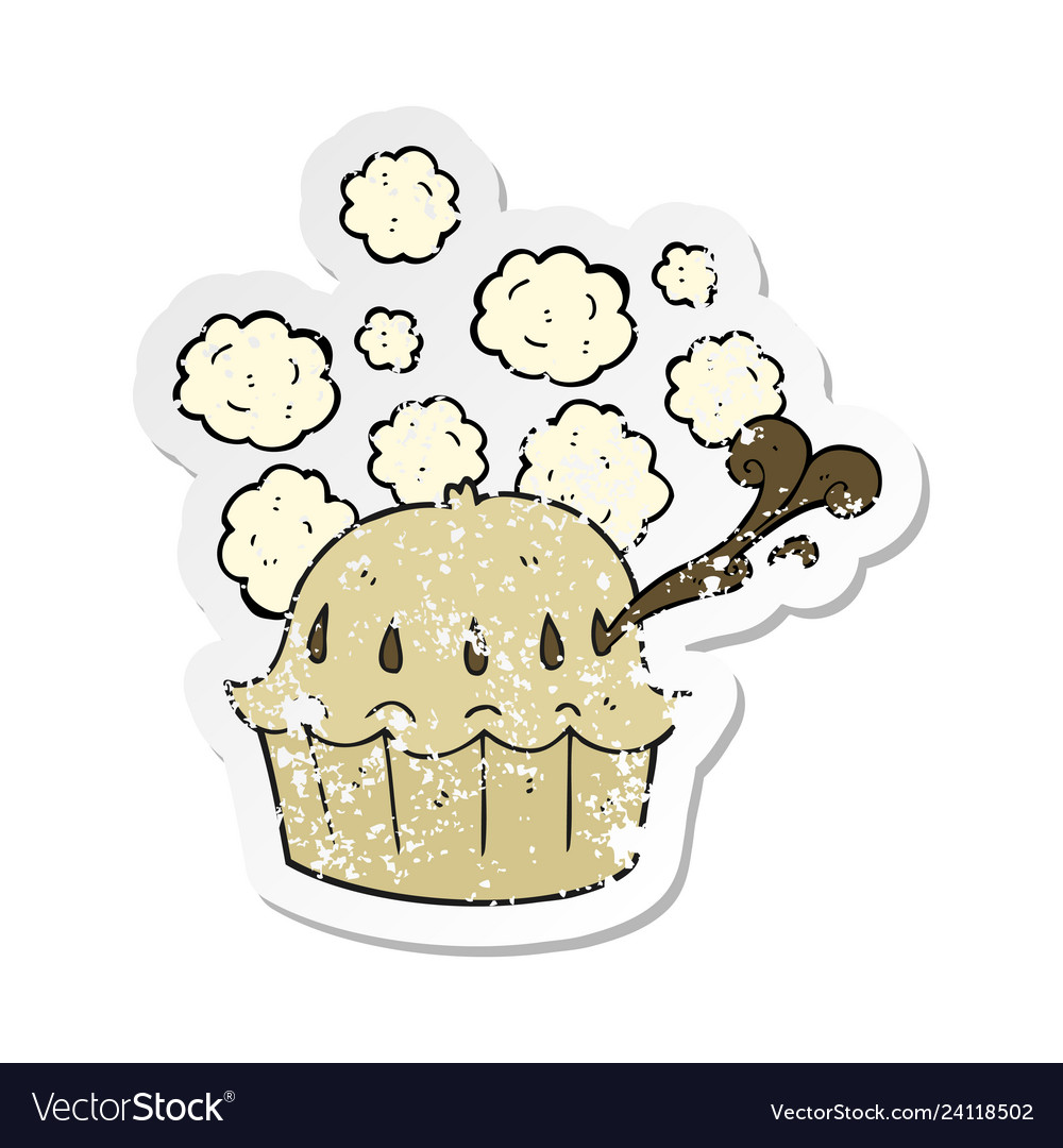 Retro distressed sticker of a cartoon hot pie Vector Image