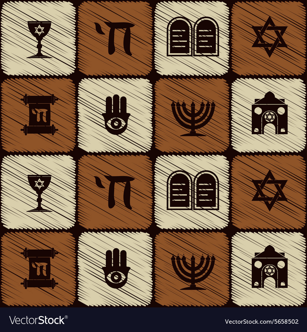 Seamless background with jewish symbols