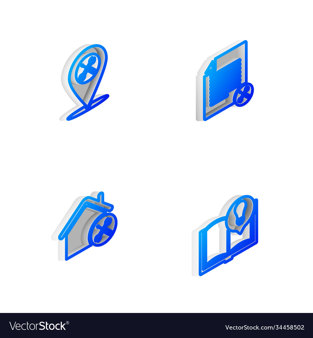 Set isometric line file document service location vector image Set isometric line file document service location