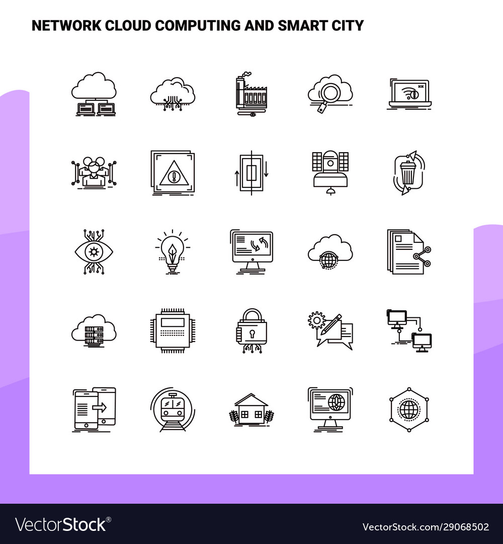 Set network cloud computing and smart city vector image Set network cloud computing and smart city