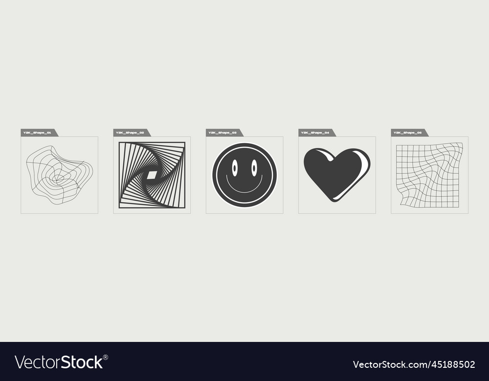 Set of y2k large retro objects vector image Set of y2k large retro objects