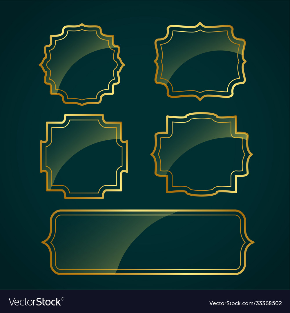 Set shiny glossy vintage frame labels design Vector Image