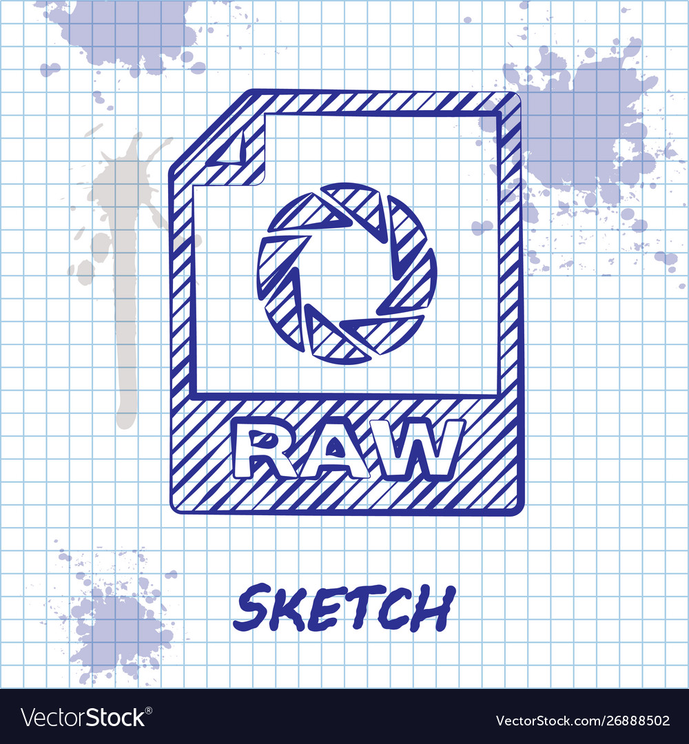 Sketch line raw file document download button vector image Sketch line raw file document download button