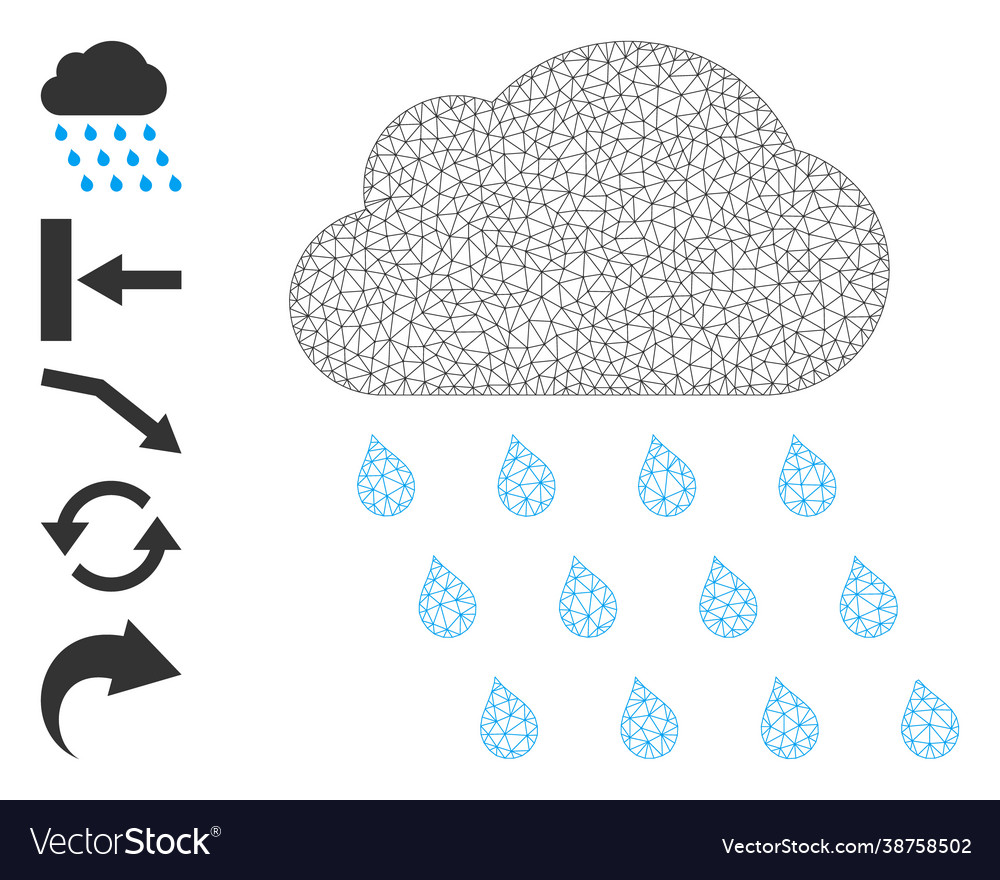 Web net rain cloud icon with simple glyphs