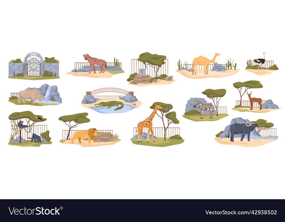 Zoo or nature reserve with african animals Vector Image