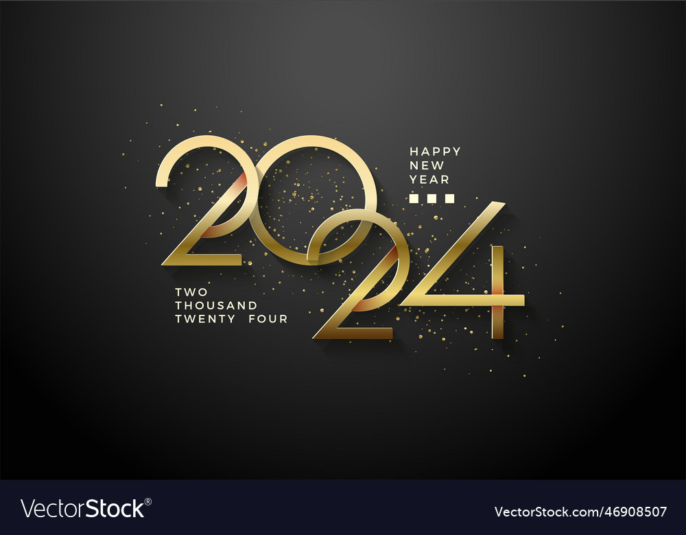 2024 logo with numbers shiny luxury gold colored Vector Image