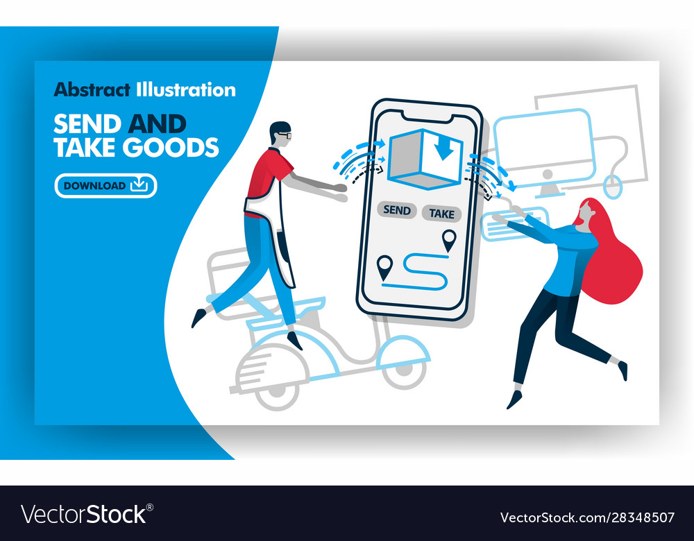 Abstract Blue Print Online Banner Media About Vector Image