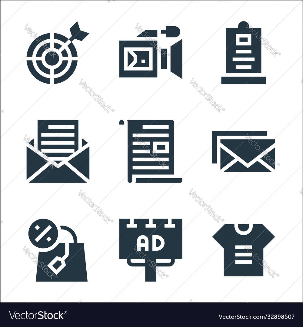 Advertisement line icons linear set quality vector image Advertisement line icons linear set quality
