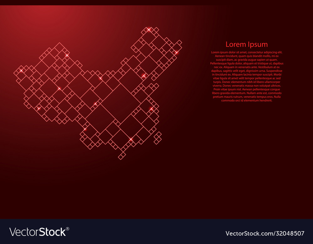 China map from red pattern a grid squares