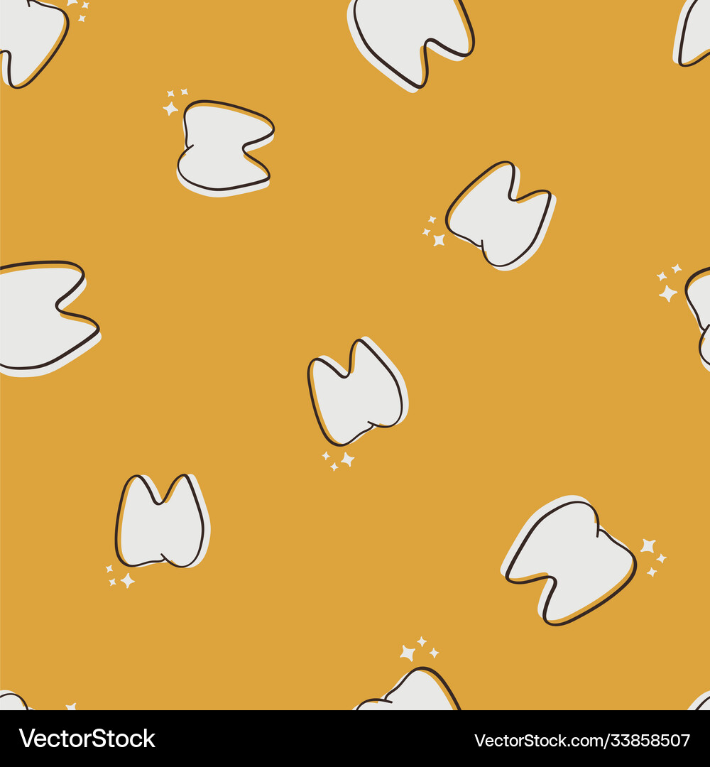 Dental seamless pattern with hand-drawn tooth Vector Image