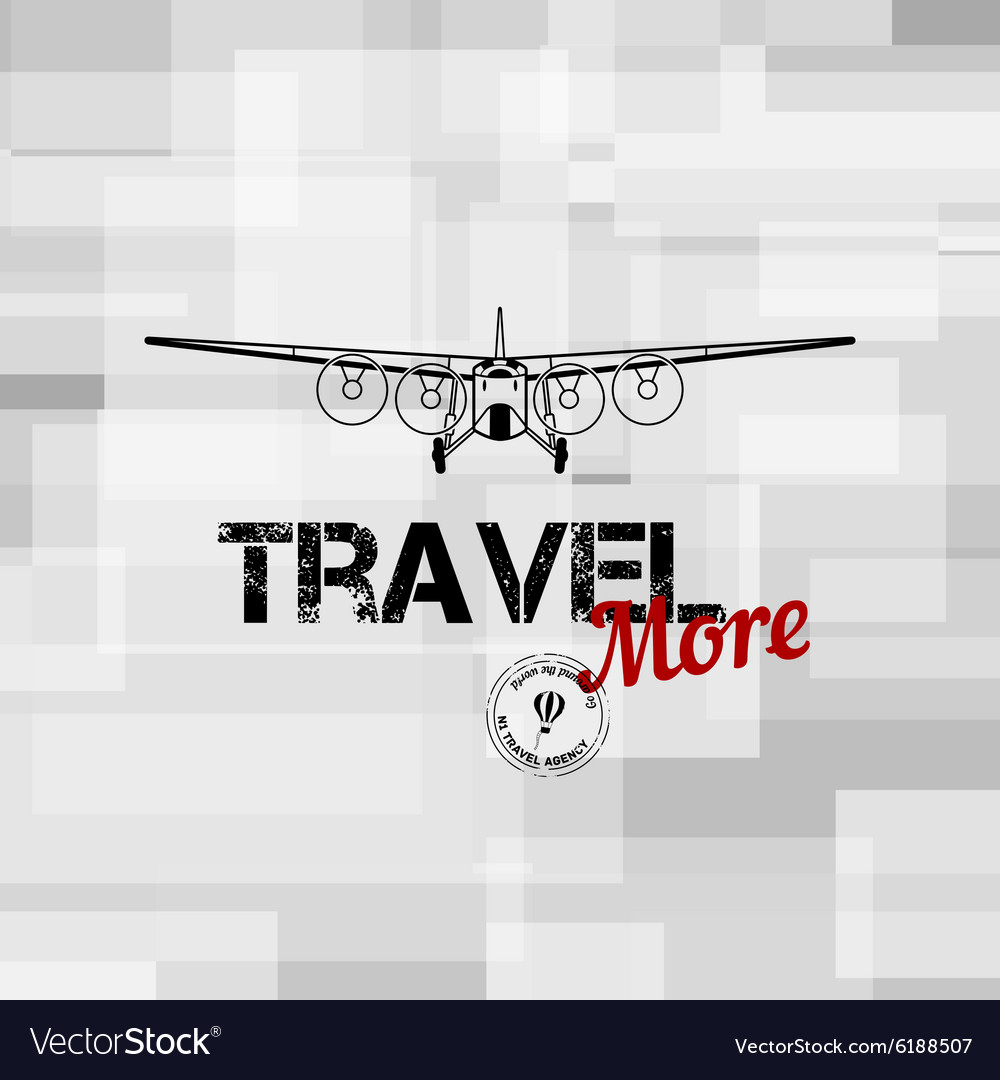 Flying plane with travel text typographic