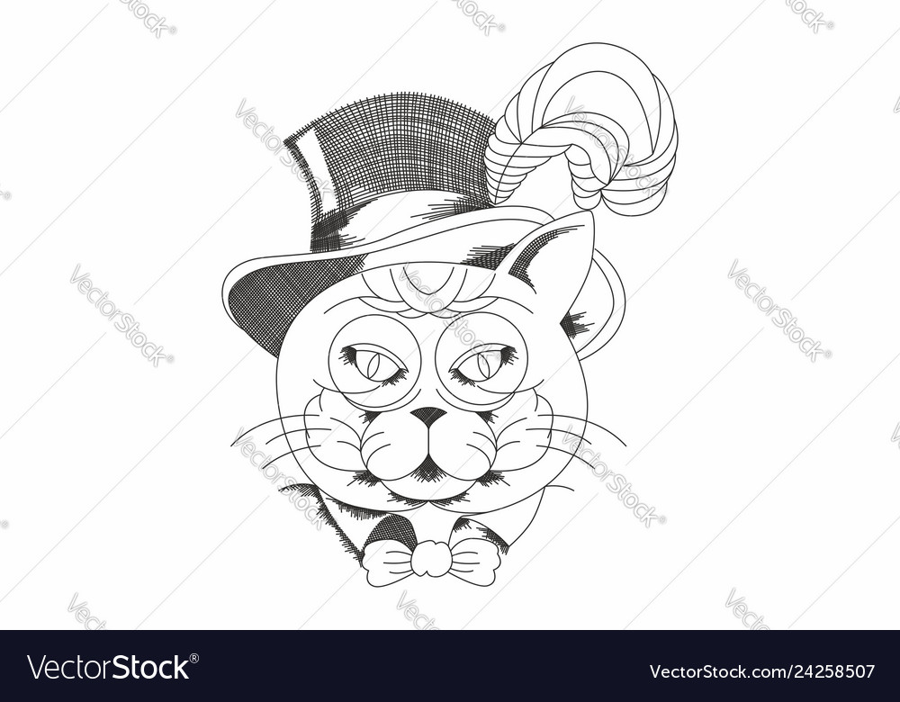 Funky cat line art