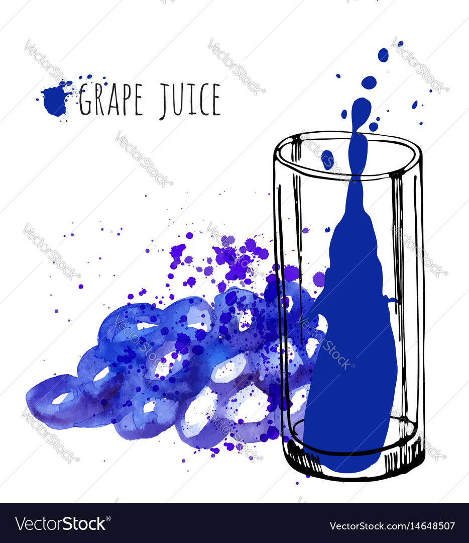 Grape juice in glass and grapevine