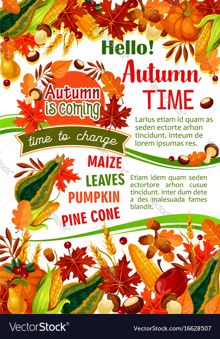 Hello autumn banner of fall harvest celebration Vector Image