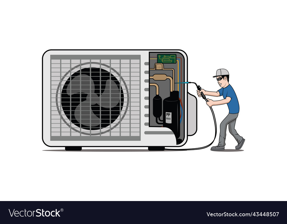 Hvac service with character design Vector Image Hvac service with character design