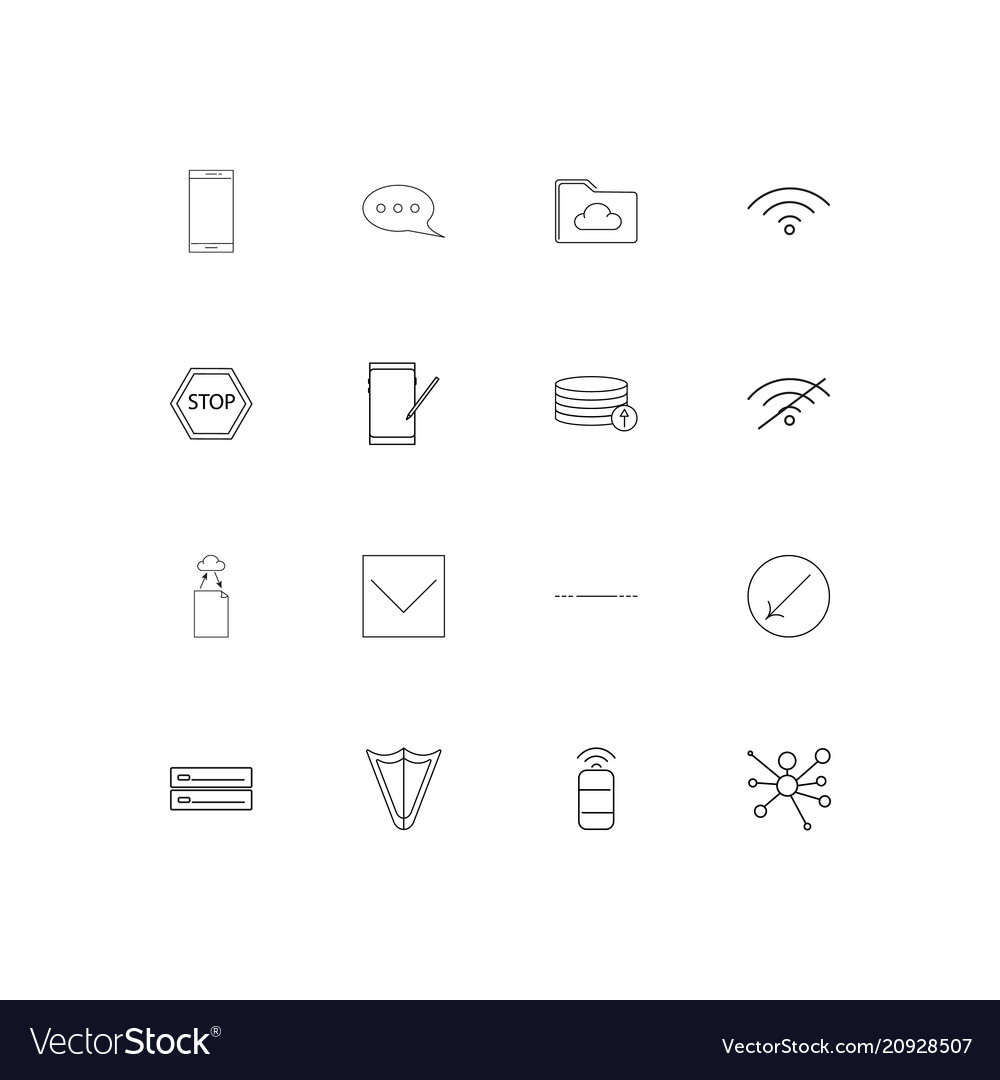 Network and database linear thin icons set