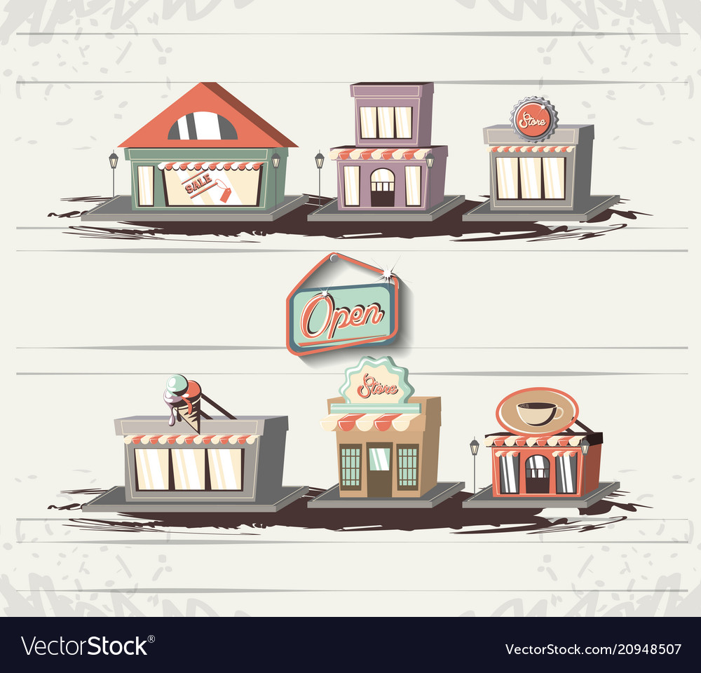 Retro store style set icons
