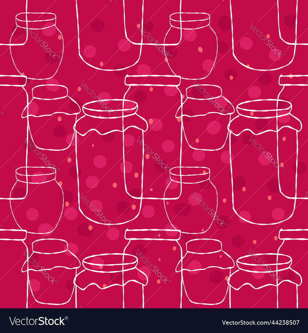 Seamless pattern with jars of jam