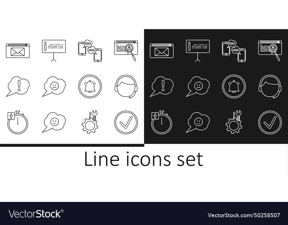 Set line check mark in circle man with headset