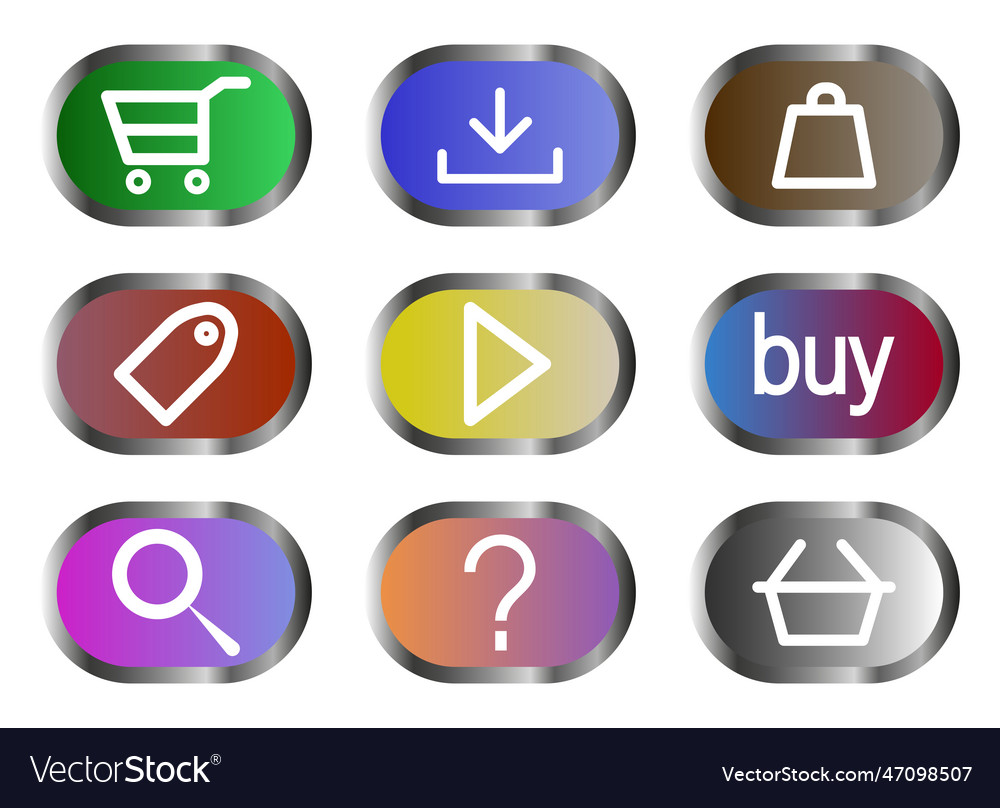 Set of buttons for website design click vector image Set of buttons for website design click