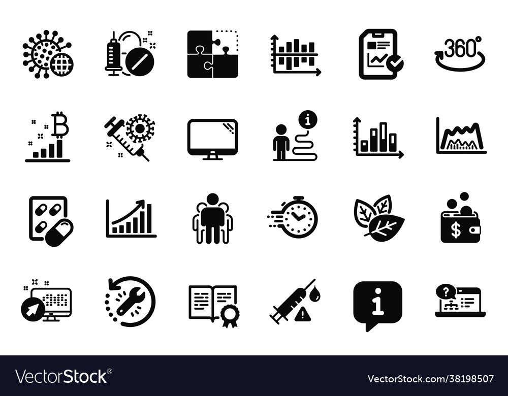 Set science icons related to report