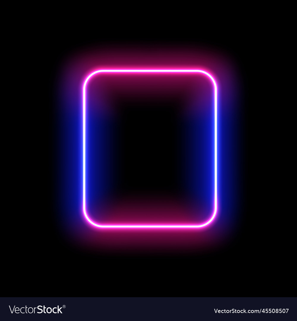 Square neon frame banner with highlight Royalty Free Vector