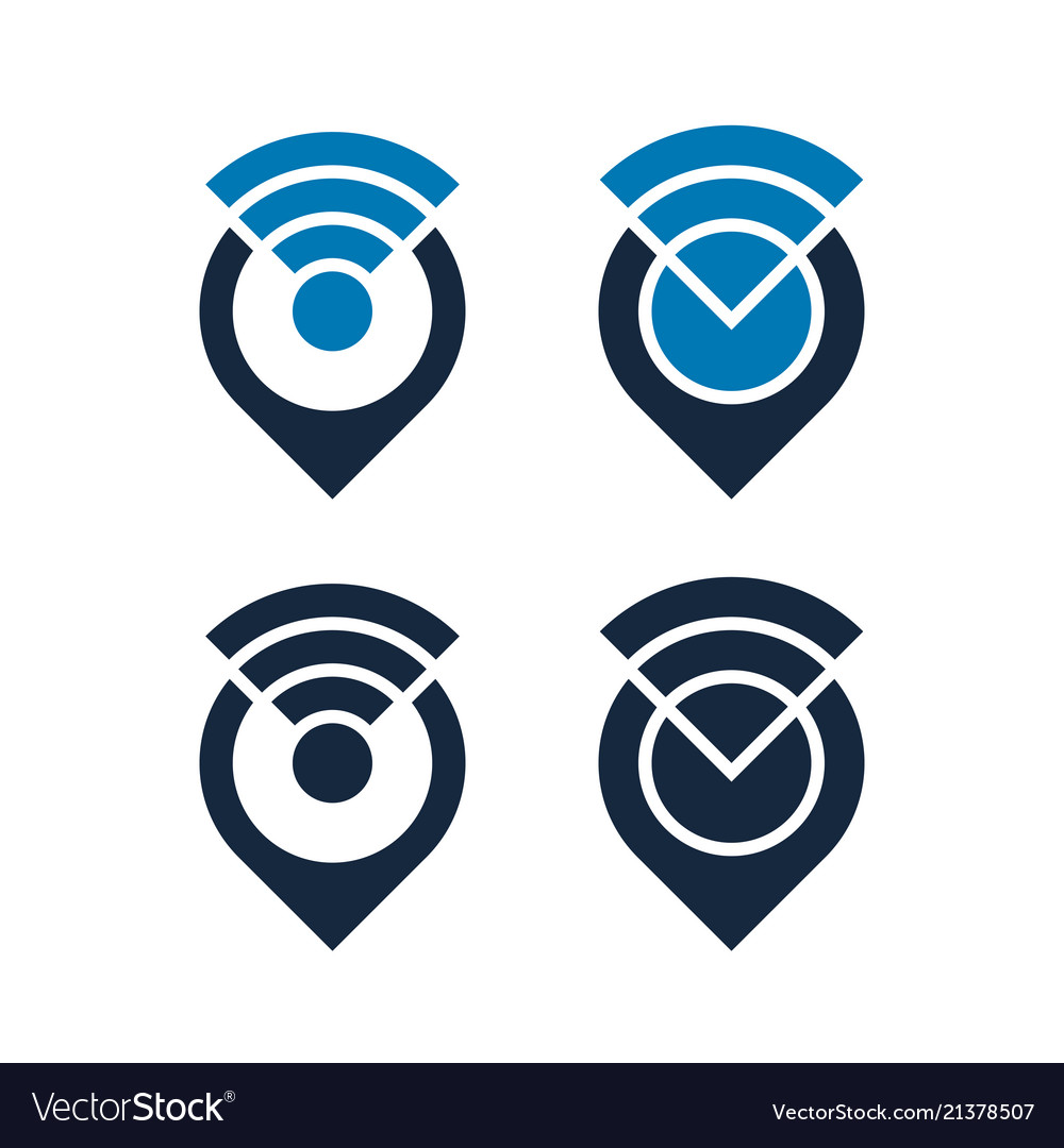 Wifi Icons Design mit Kartenzeigern isoliert vector image Wifi Icons Design mit Kartenzeigern isoliert