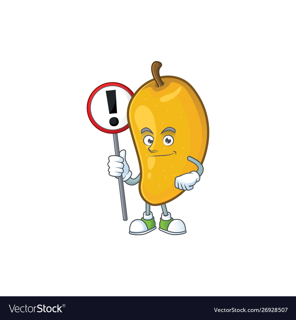 With sign fresh mango character cartoon