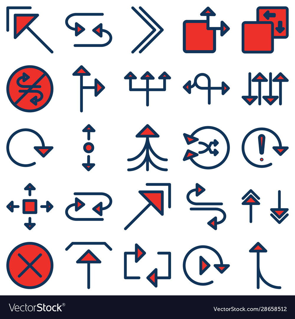 Arrows gird isolated icons set every singl