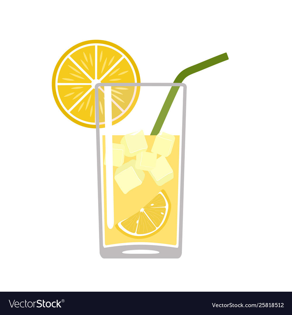 Cocktail with lemon isolated on white background Vector Image