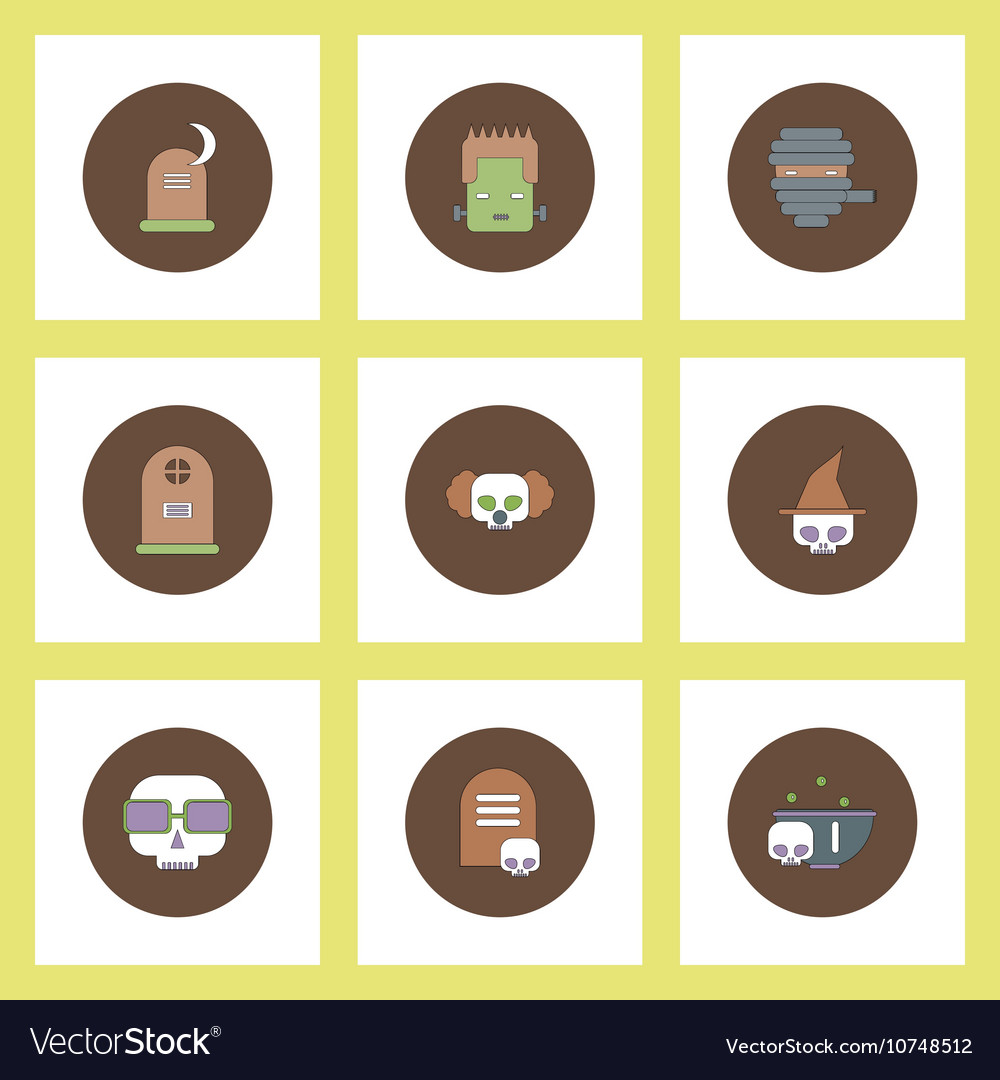 Collection of icons in flat style halloween stuff