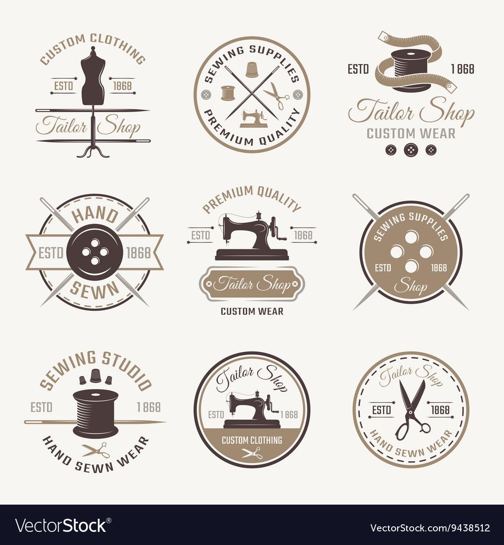 Color tailor emblem set Royalty Free Vector Image