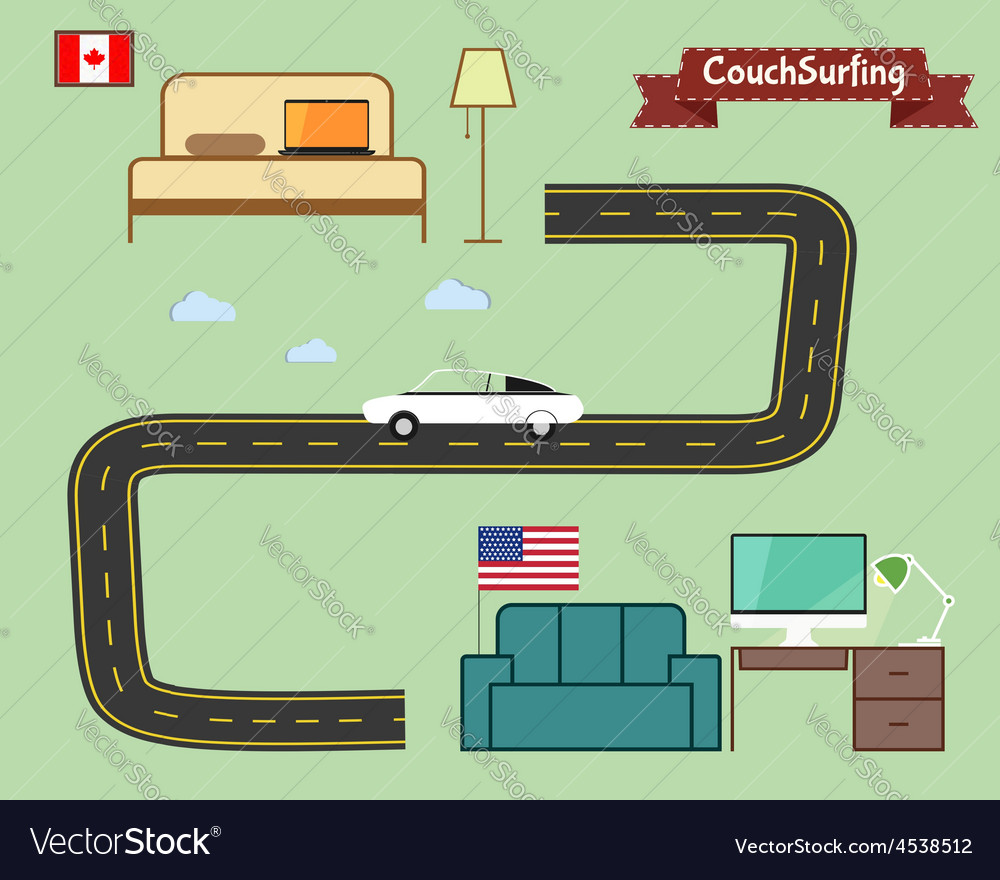Couch Surfing Concept Travel Infographic Share Vector Image