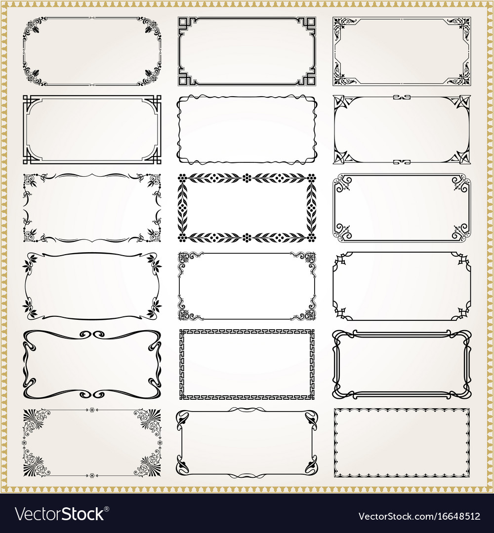 Decorative frames and borders rectangle 2x1 Vector Image