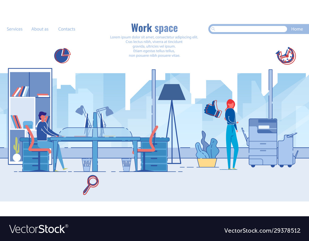 Efficient workspace organization and environment Vector Image Efficient workspace organization and environment