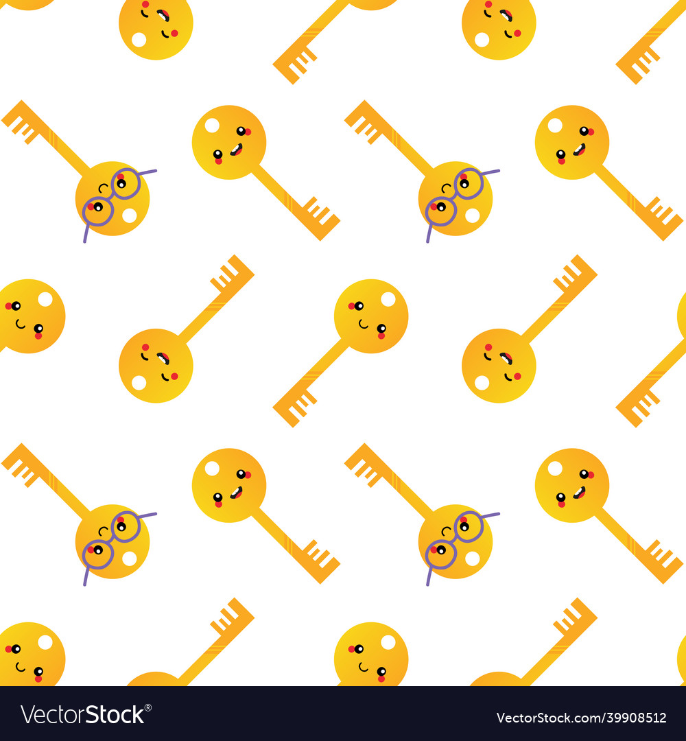Golden key characters seamless pattern vector image Golden key characters seamless pattern