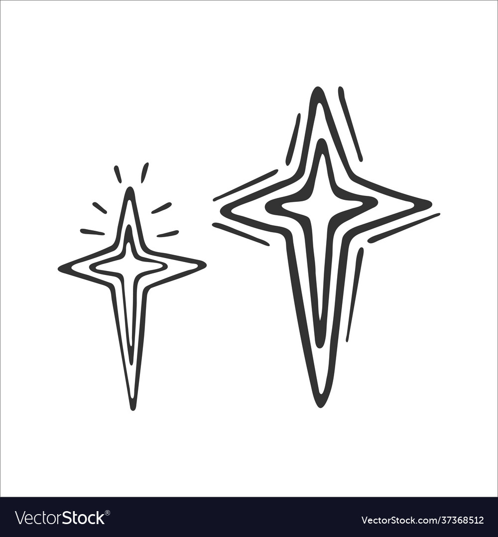 Hand-drawn two stars isolated on a white