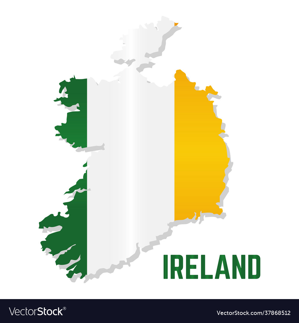 Isolated map with flag ireland