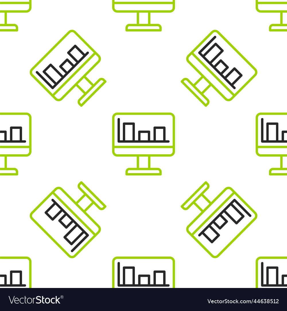 Zeilen-Computermonitor mit Diagramm-Diagramm-Symbol Vector Image Zeilen-Computermonitor mit Diagramm-Diagramm-Symbol