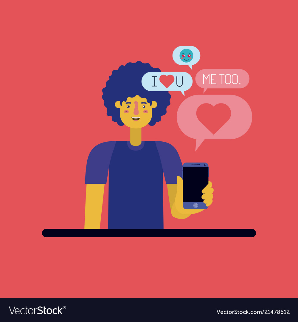 Man chating with smartphone Vector Image Man chating with smartphone