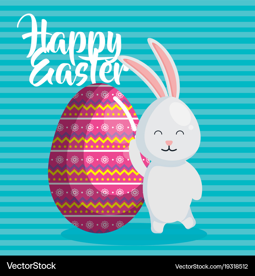 Rabbit and egg happy easter Royalty Free Vector Image