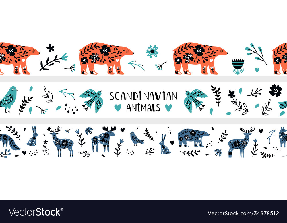 Scandinavian banners seamless pattern vector image Scandinavian banners seamless pattern