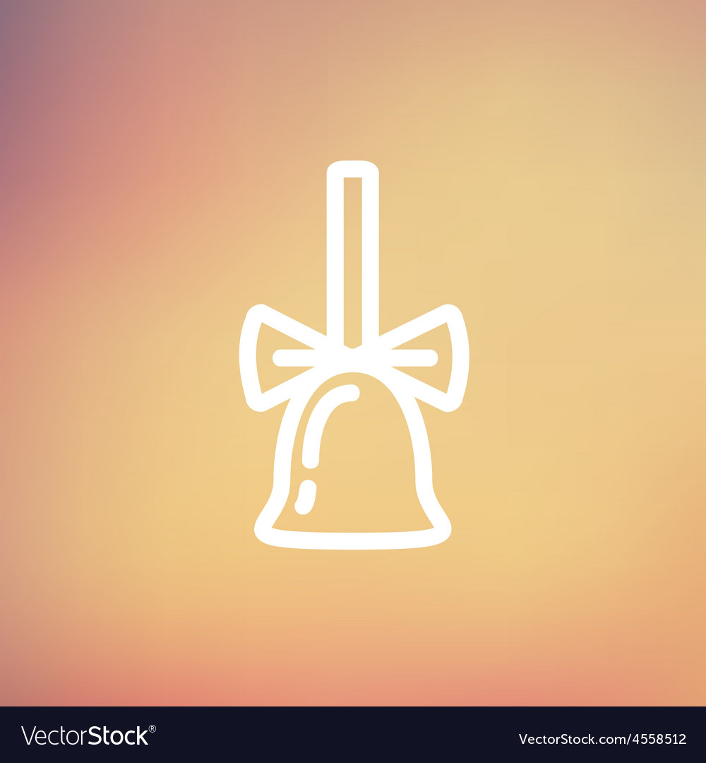 School bell with ribbon thin line icon