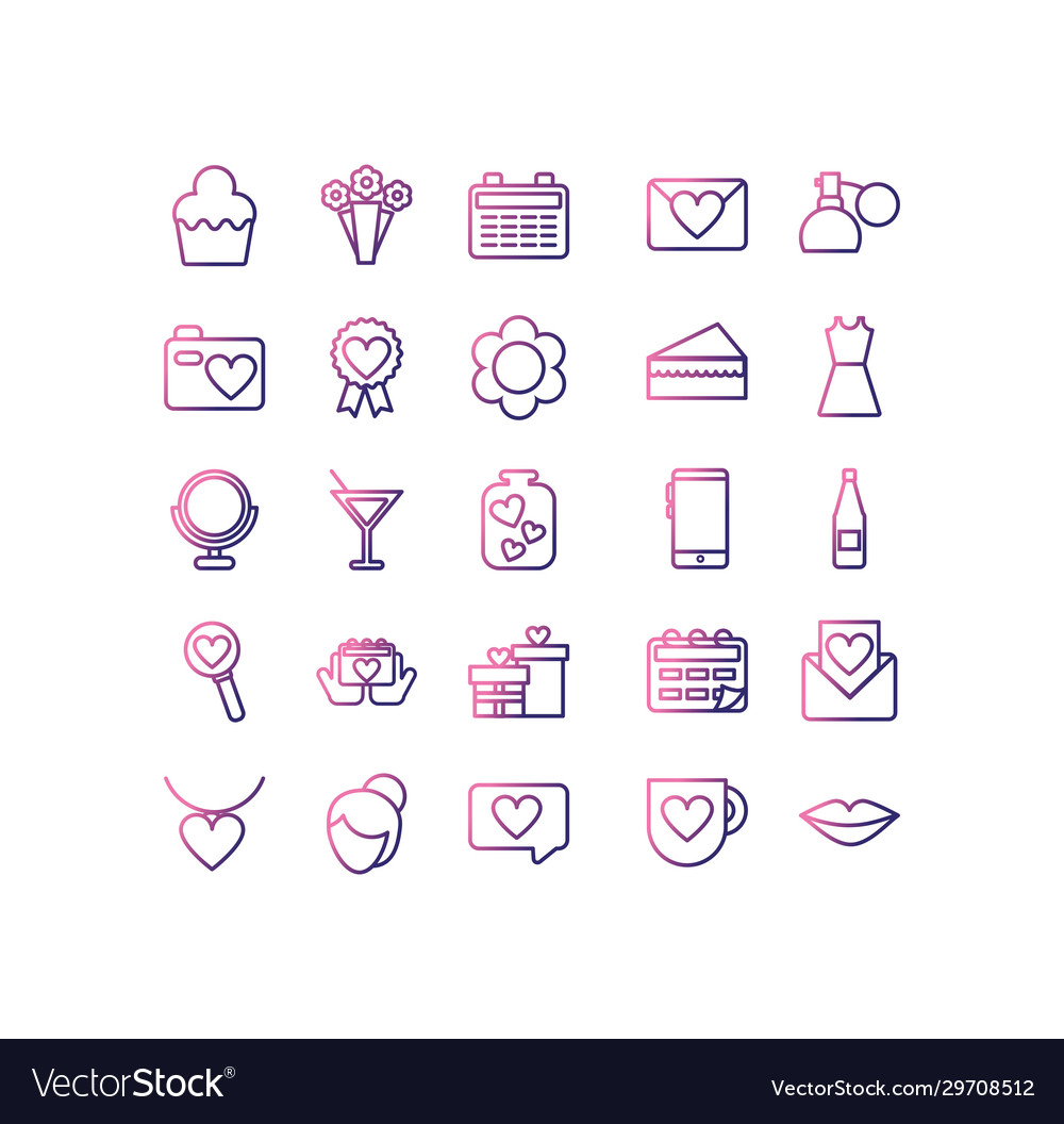 Set Icons Frauen Taggradienten Stil Ikone