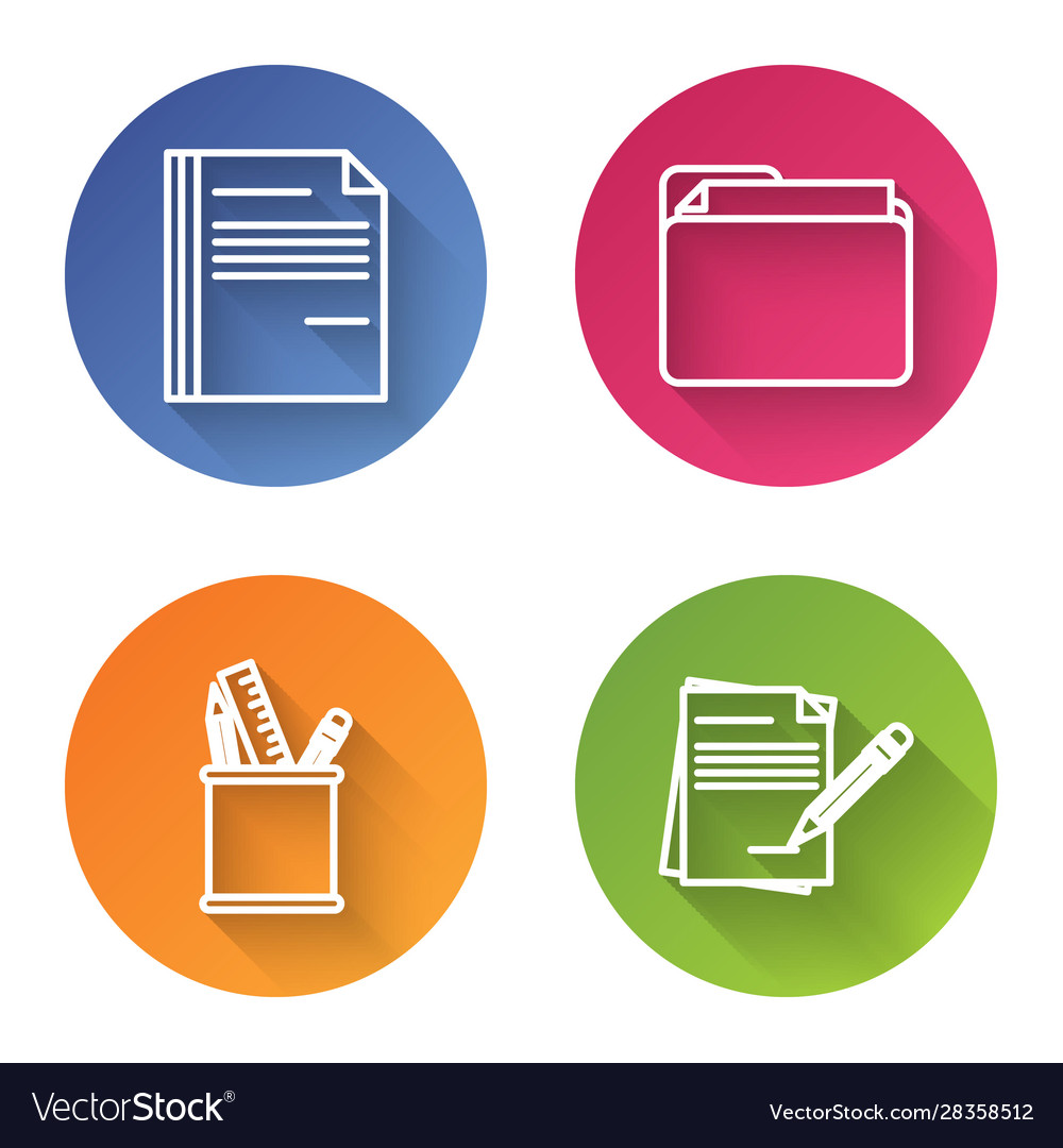 Set line file document folder pencil vector image Set line file document folder pencil