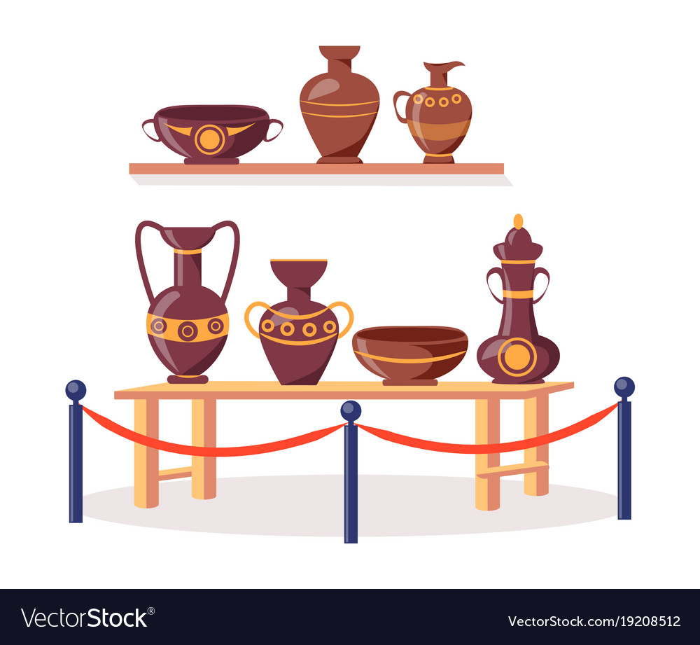 Set Of Ancient Greek Pottery Isolated Royalty Free Vector