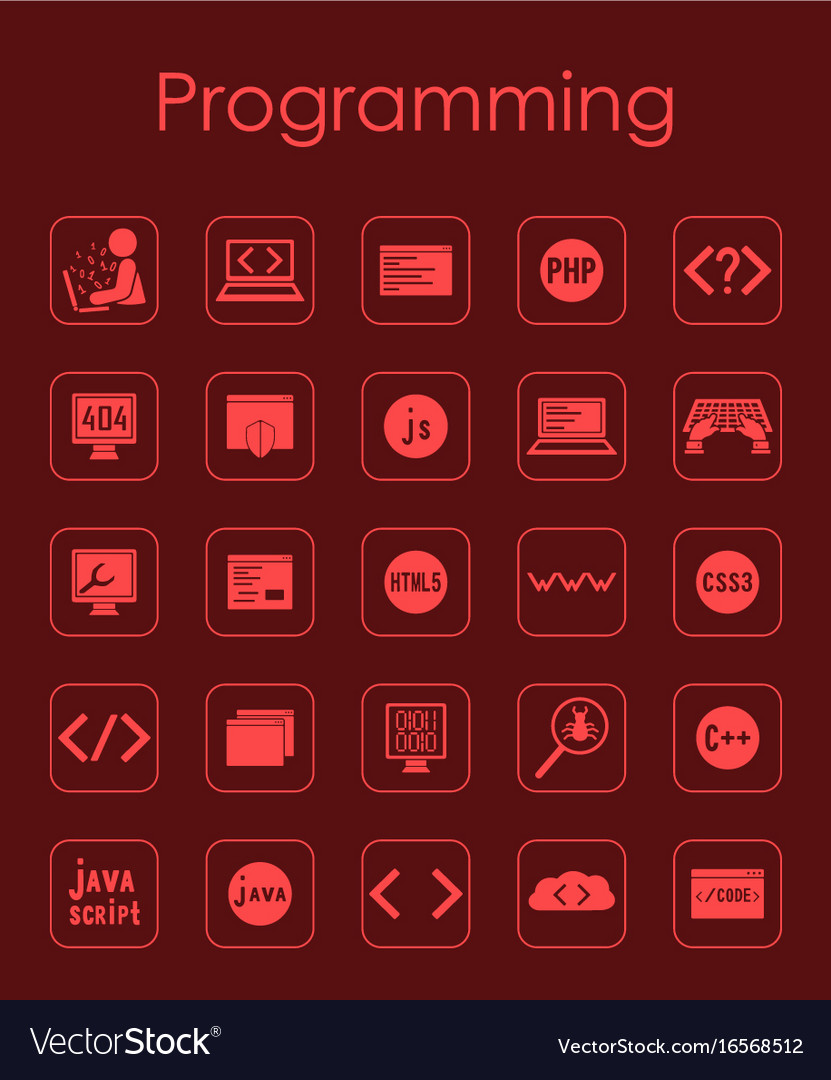 Set of programming simple icons